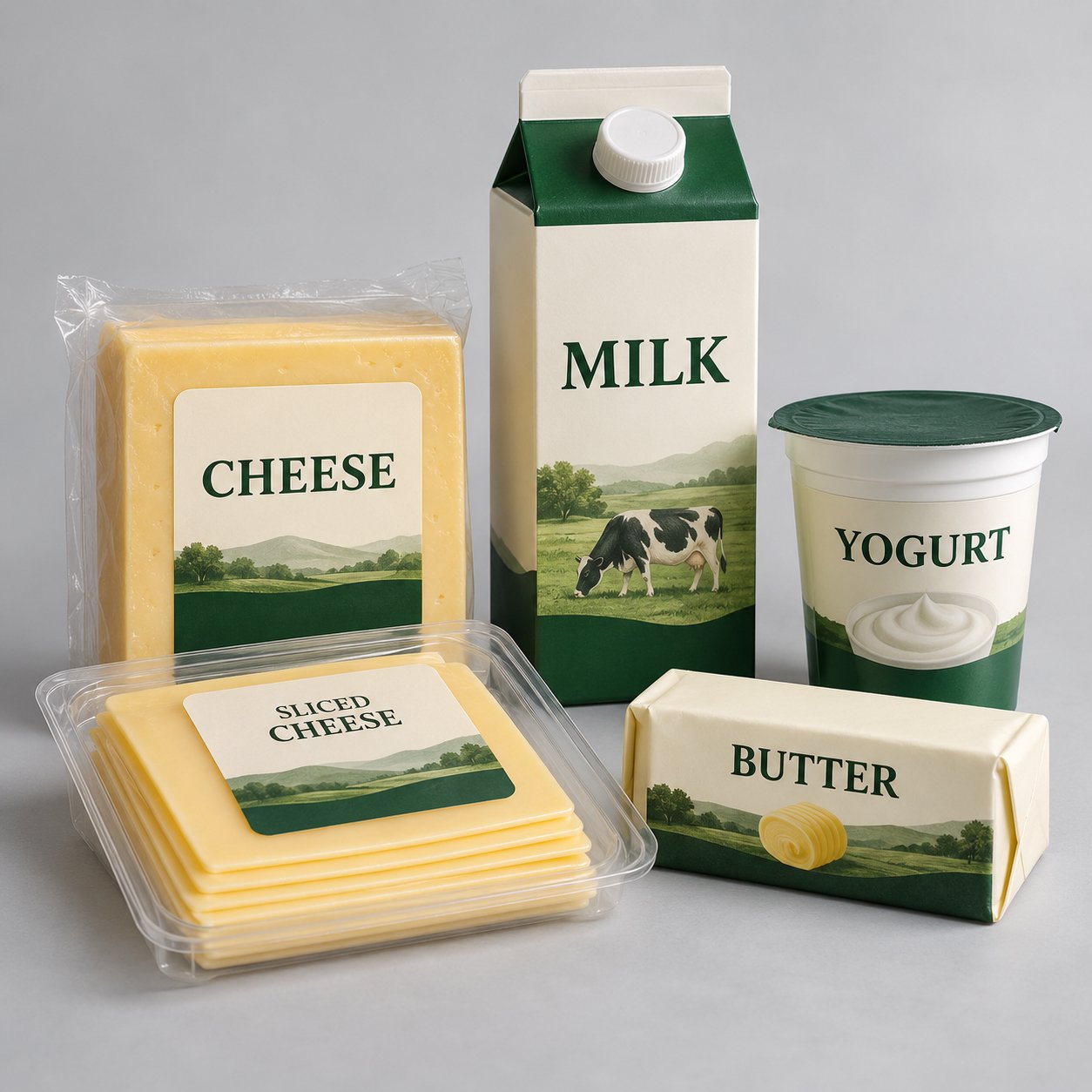 Packaged meat, chicken, eggs and dairy products